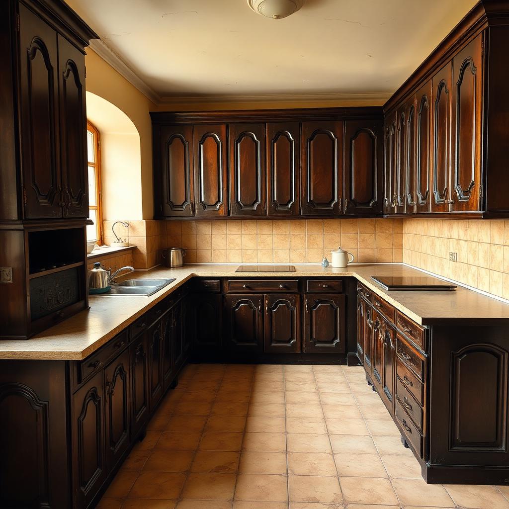 Vorher — Cucina contemporanea handleless in rovere con top in pietra e isola centrale